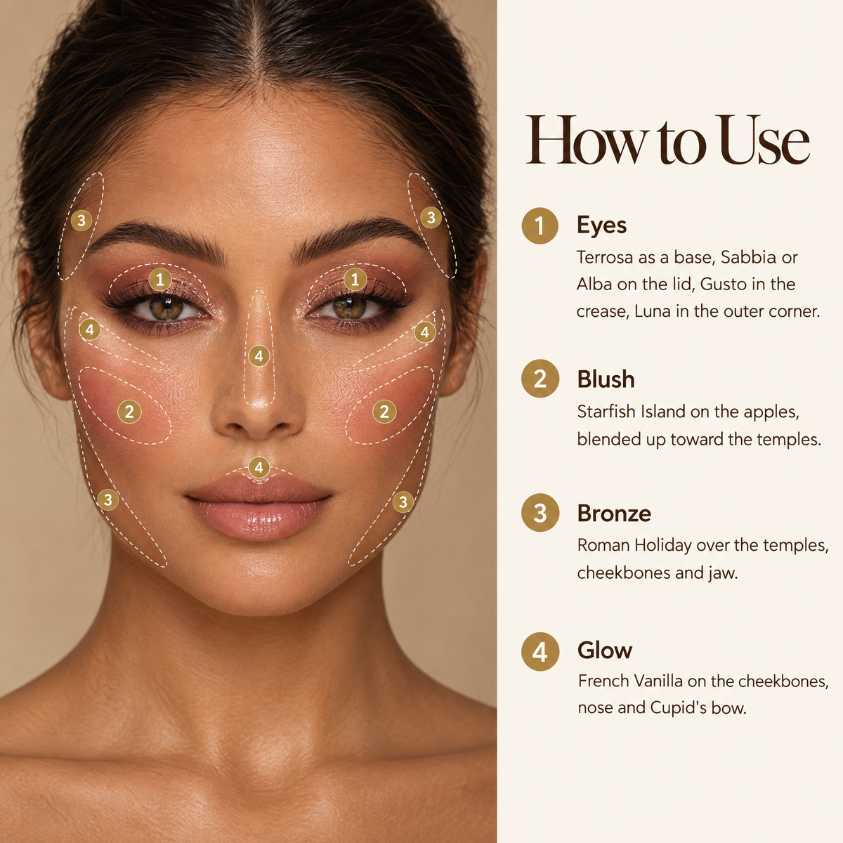 How to use the Tuscan Dreams palette: eyes, blush, bronze and glow